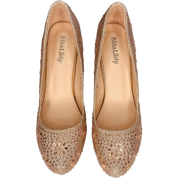 Mila Lady | Champagne Crystal Gemstone Pumps (Sparkle) Size 10 US | EUC - Picture 9 of 11